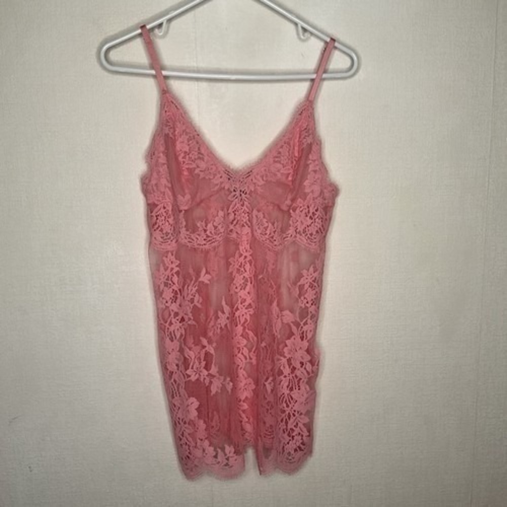 Victoria's Secret Pink Sheer Floral Lace Baby Doll Lingerie Top Women L China